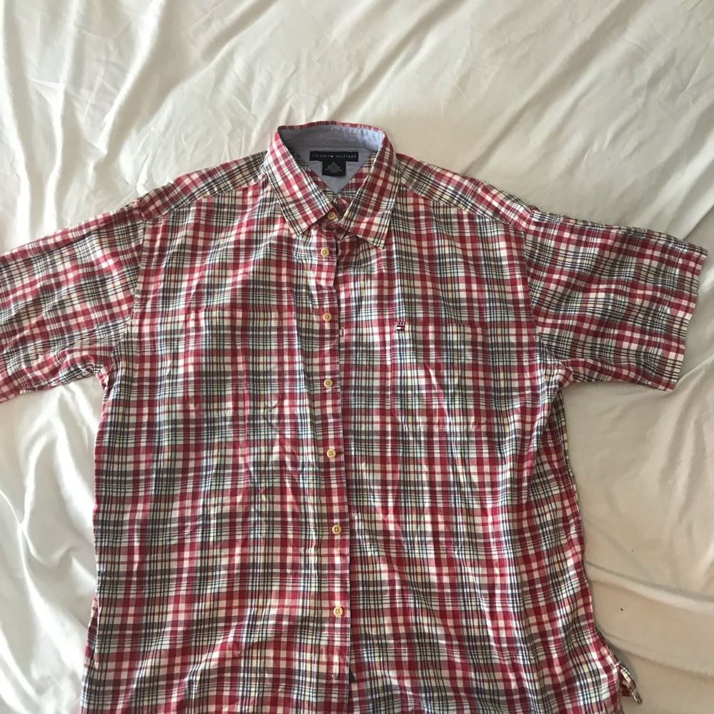 XL Tommy Hilfiger plaid shirt sleeve button up